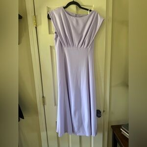 Elegant Lilac Cap-Sleeve Midi Dress